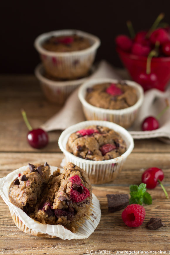 muffin segale avena ciliegie lamponi