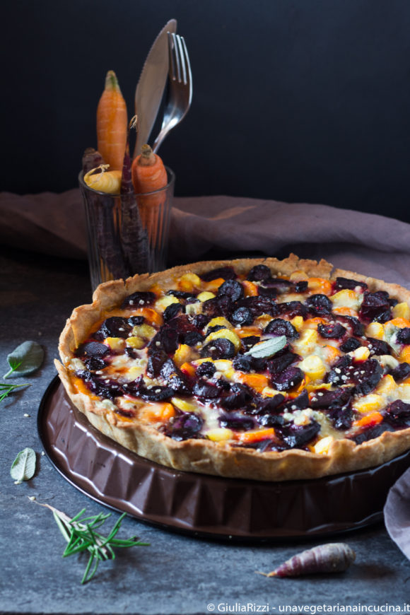 quiche zucca carote barbabietola gorgonzola
