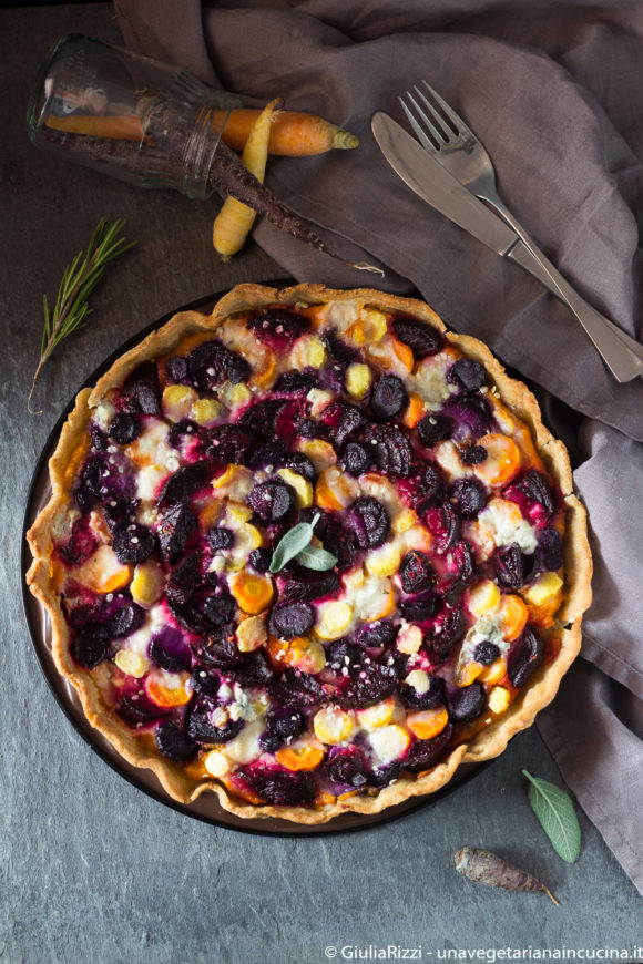 quiche zucca carote barbabietola gorgonzola